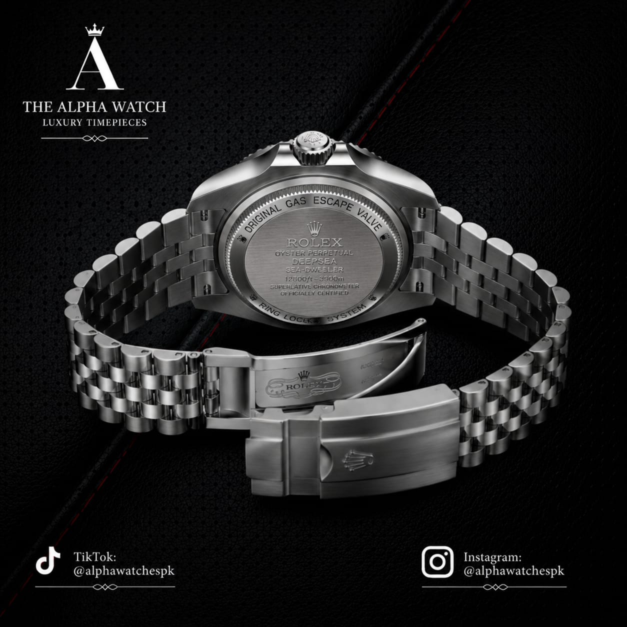 Rolex Watch Red & Black Dial with Date Display